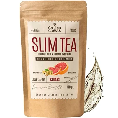 Image of SLIM Tea Grapefruit for Weight Management Detox Cleanse &amp; Boost Energy Loose Leaf Green Tea, Nettle, Dandelion, Guarana, Matcha, Mate, Mango, Cardamom All Natural Herbal Infusion 100g