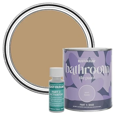 Image of Rust Oleum Orange Water Resistant Bathroom Tile Paint in Matt Finish Fired Clay 750ml