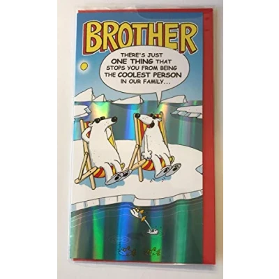 Image of Hanson White Brother Birthday Card Cool Polar Bears 9&quot; x 4.75&quot; Code 325444 1