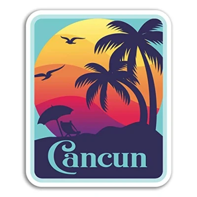 Image of 2 x 10cm Cancun Vinyl Stickers Mexico Fun Travel Sticker Laptop Luggage #18163 (10cm Tall)