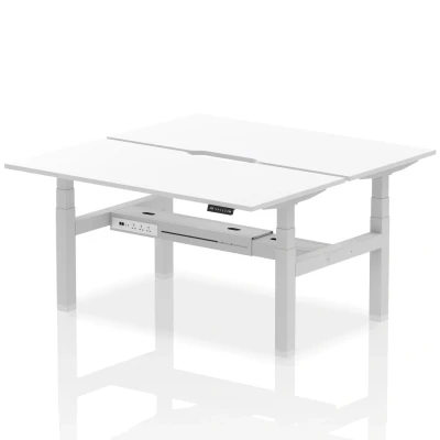 Image of Air B2B 1600x800 Adjustable 2P Bench Desk Scalloped White/Silver