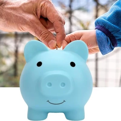 Image of Piggy Bank for Boys Girls Toddlers Kids Adults,Cute Coin Cash Money Box,Unbreakable Decoration Savings Coins Fun Gift (Blue)