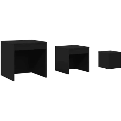 Image of vidaXL Nesting Tables 3 pcs Black Engineered Wood