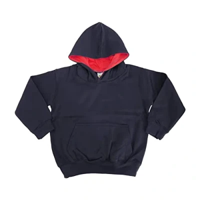 Image of AWDis Boy&#039;s KIDS VARSITY HOODIE Hoodie, Multicoloured (New French Navy/Fire Red), Medium (Manufacturer Size: 7/8 Y)