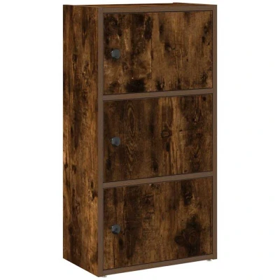 Image of vidaXL bookcase smoked oak 40x24x77cm engineered wood modern freestanding bookshelf storage cabinet ideal for living room/office