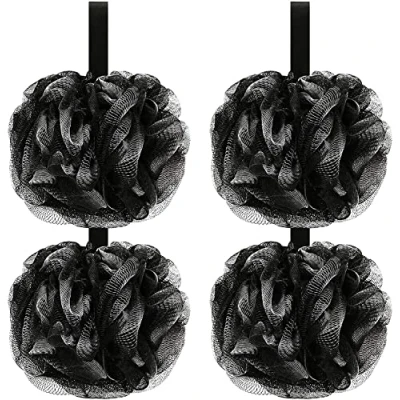 Image of Bath Shower Loofah Sponge 75g Mesh Pouf Ball Body Scrubber Exfoliating for Women and Men (Black 8PCS)
