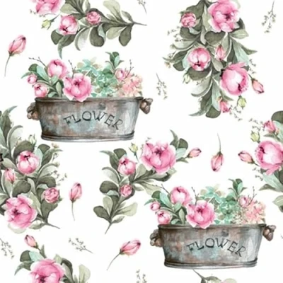 Image of Crafty Things 4 x Paper Napkins Peony Flower Boxes Ideal for Decoupage/Napkin Art