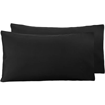 Image of Amazon Basics Microfiber Pillowcases, Set of 2, Standard, Black, 80 cm L x 50 W