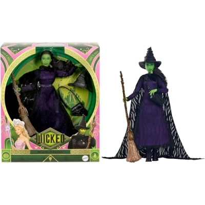 Image of Mattel Wicked, Deluxe Elphaba Fashion Doll &amp; Accessories, Movie Inspired Look with Braided Hair Posability, HXY38