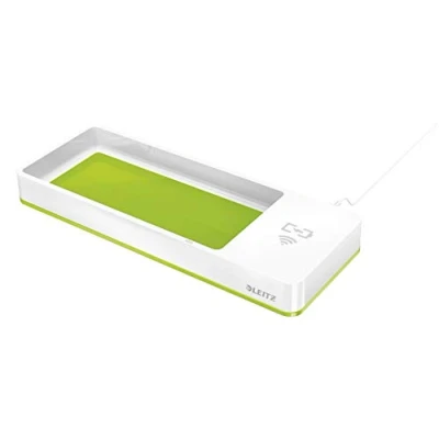 Image of Leitz WOW Desk Organiser with Inductive Charger White/Green