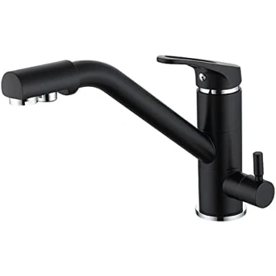 Image of Kitchen Taps Filter 3 Way Tap with Water 360 Degree Swivel Sink Mixer Drinking Purifier Chrome,Black