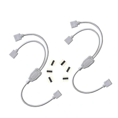Image of WANGCL 2PCS LED Strip Splitter Cable 4 Pin RGB 1 to 2 Ports Controller Connector for 5050 3528 2835 White