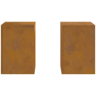 Image of vidaXL Outdoor Plant Stands Pillar 2 pcs 24x24x35 cm Weathering Steel