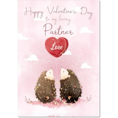 Image of doodlecards Partner Valentine&#039;s Day Card Love Hedgehogs Large A4 Size with Plain Envelope