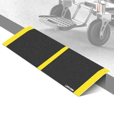 Image of LIEKUMM 25 x 80 cm Threshold Ramp, Portable Wheelchair Lightweight Ramps for Doorways with Anti Slip Surface, Wheelchairs 300KG Capacity