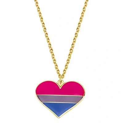 Image of Sinwinkori Bisexual Pride Heart Shape Necklace LGBT Gay Gift Rainbow Jewelry