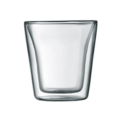 Image of Bodum Canteen Double Wall Glass Set, Mouth Blown Borosilicate 0.1 L, Transparent, Pack of 2