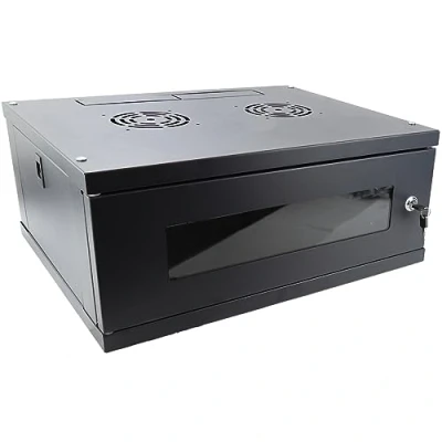 Image of kenable FLAT PACK Wall Mounted Data Cabinet for 19 inch Network Rack Small 4U 450mm Black
