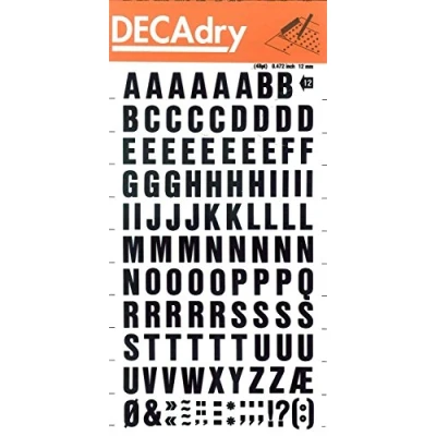 Image of Black Letters and Numbers, Transferable, Letters, 12 mm,