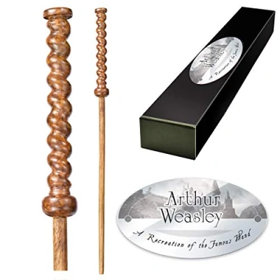 Image of The Noble Collection Arthur Weasley Character Wand 16in (40cm) Wizarding World With Name Tag Harry Potter Film Set Movie Props Wands