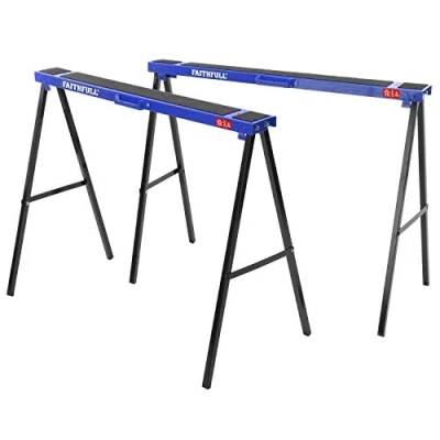 Image of Faithfull FAITRESTLES Folding Steel Trestles / Saw Horse Pair 400kg capacity