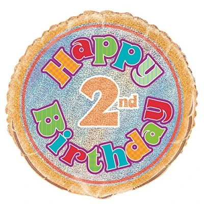 Image of Unique Party 55487 18&quot; Foil Prism Happy 2nd Birthday Balloon