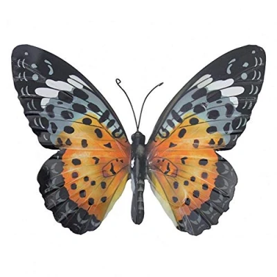 Image of Primus Large Metal Butterfly, Orange and Black, 35 x 25cm