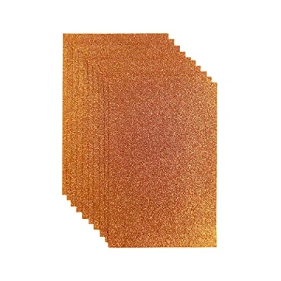 Image of Glitter Felt Fabric, 10pcs Pack Solid Sheets for Party Project, 20x30cm Spray Craft, Square Holiday Greeting Festival (Orange)