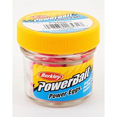 Image of Berkley PowerBait Power Eggs Floating Magnum Fishing Soft Bait, Bubblegum Original Scent, .5 oz Small Jar