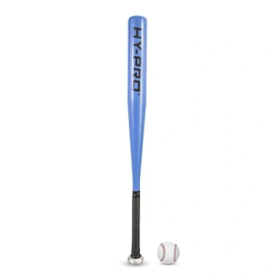 Image of Hy Pro Blue Aluminium Baseball Bat &amp; Ball Set Strong Grip Handle Smooth Metal Finish