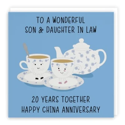 Image of Hunts England Son And Daughter In Law 20th Anniversary Card To A Wonderful &amp; 20 Years Happy China Iconic Collection