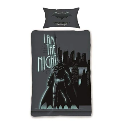 Image of Official DC Batman Dark Knight Single Duvet Cover Set Reversible 100% Soft Cotton Bedding