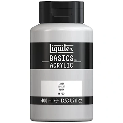 Image of LIQUITEX Basics Acrylic Paint, Silver, 400 ml Bottle