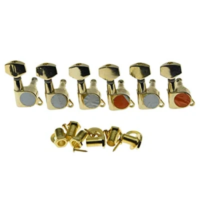 Image of Gold 6 Inline Tuning Keys Guitar Tuners Machine Heads for Strat Tele