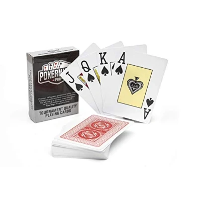 Image of Poker Night Pro Professional Waterproof Playing Cards Plastic 100% Texas Holdem (Red Backs) 54pcs Including 2 Jokers Jumbo Index Super Casino Quality