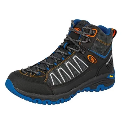 Image of Brütting Unisex Adults&#039; Mount Meloni High Rise Hiking Shoes, Black (Black/Orange/Blue), 12 UK