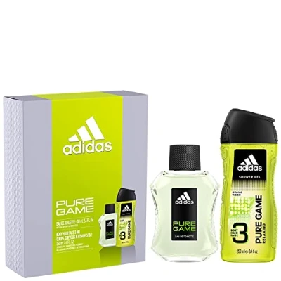 Image of Adidas Pure Game Gift Set for Him, 100ml Eau de Toilette &amp; 250ml Shower Gel