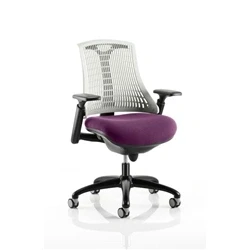 Image of Flex Task Operator Chair Black Frame White Back Bespoke Colour Seat Tansy Purple