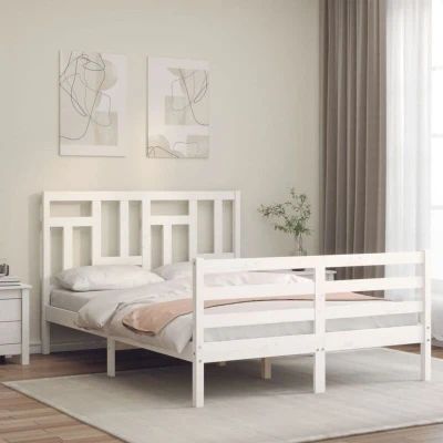 Image of Bed Frame without Mattress White 120x200 cm Solid Wood Vidaxl