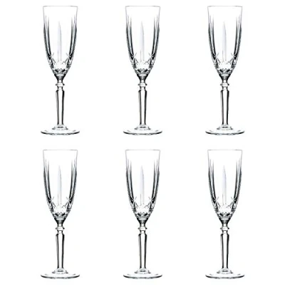 Image of RCR Crystal 6x 200ml Glass Champagne Glasses Orchestra Range Prosecco Fizz Stemware Flutes Set Gift Boxed Made in Italy