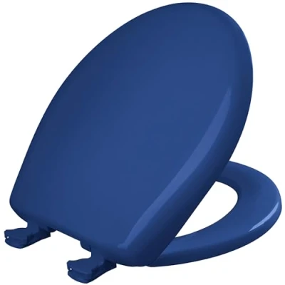 Image of Bemis 7B200SLOWT 364 Toilet Seat Will Slow Close, Never Loosen and Easily Remove, Round, Plastic, Colonial Blue