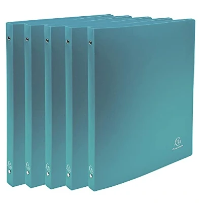 Image of Exacompta ref. 51183SE Set of 5 flexible OPAK binders 4 round rings, diameter 15 mm Spine 20 External dimensions: 32 x 25 cm A4 file format Colour: dark green