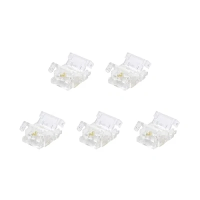 Image of G.W.S® Solderless Strip to Straight Connectors, for 10mm Wide 2 Pin Single Colour LED COB Lights, Pack of 5