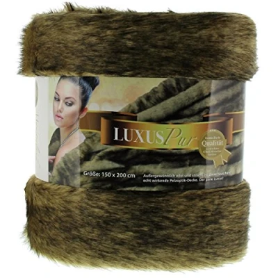 Image of Gözze Throw/Blanket, Smart Fur Look, Sable Design, 150 x 200 cm Brown