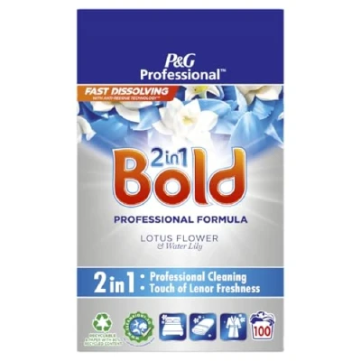 Image of Bold 2 In 1 Washing Powder Laundry Detergent, 100 Washes (6kg), Stain Remover for Clothes, Lotus Flower &amp; Water Lily Scent, Brilliant Cleaning with Built Lenor Freshness