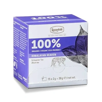 Image of Ronnefeldt 100% Himalayan Heaven Organic Black Tea, 15 Tea Bags of 2 g, 30 Organic, Vegan, Eco friendly, Quantity: Pieces