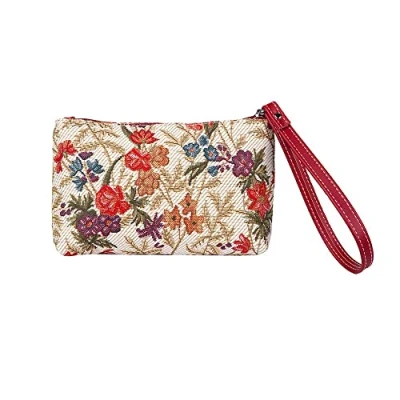 Image of Signare Tapestry Small Wristlet Clutch Bag for Women, Ladies Purses with Wrist Strap &amp; Zip Closure (Flower Meadow, WRIS FLMD)