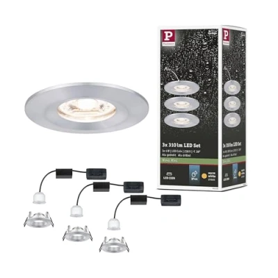 Image of Paulmann 94305 Nova mini LED recessed luminaire coin round rigid incl. 3x4 watt ceiling spotlight turned aluminium lamp warm white 2700 K