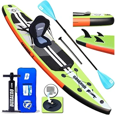 Image of DURAERO Inflatable Stand up Paddle Board 10ft 8&quot;, 10.8&#039;x 30&quot; x 6&quot;, incl. Kayak seat, Support GO Pro, Integrated Kick Pad, 3 Fins, Adjustable Double Paddle, Complete Accessories, to 330 lbs