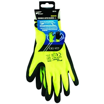 Image of Pro User Hi Vis Latex Gloves Large, Yellow